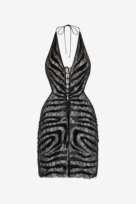 RC Ray Of Gold Sequined Mini Dress Black UKR139-RT022