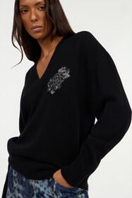 RC Black sweater with Monogram Mirror Snake NERO VKM624-MQ013