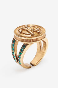 RC Bague Avec Monogramme Mirror Snake Et Cristaux Or TKG026-AM066