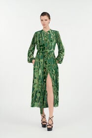 RC Green Velvet Devoré Midi Dress VERDE/ORO VKT122-FC007