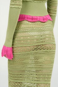 RC Midi Knit Skirt with Contrast Detail LIGHT GREEN WQM305-MA018