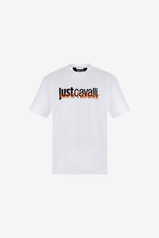 JC Just Cavalli Logo T-Shirt JC Just Cavalli Logo T-Shirt Weiß RRT928-RR190