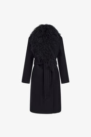 RC Coat with fur collar Black TKQ520-GA061
