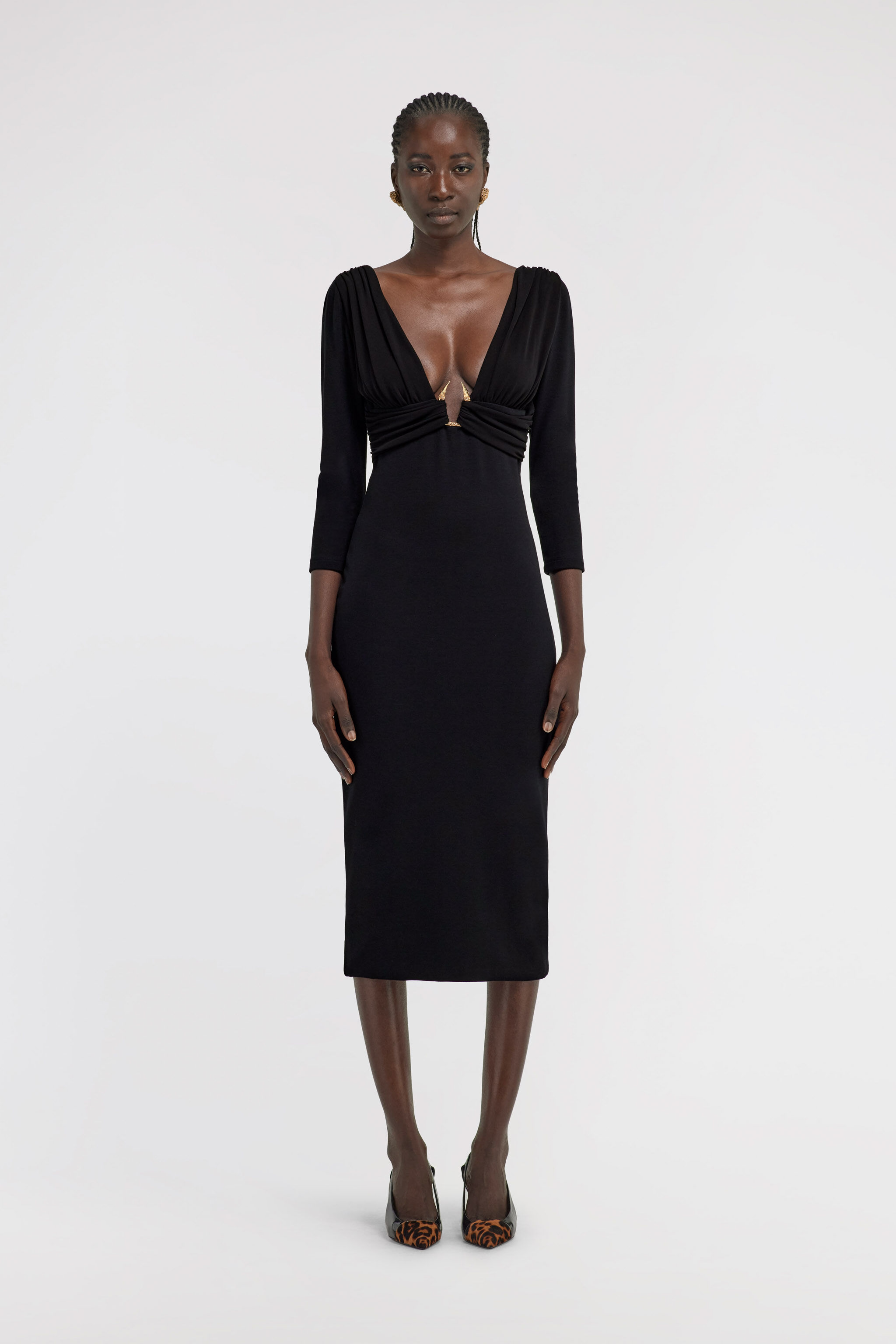 Dress with Gold Detail in Black for Women | Roberto Cavalli®
