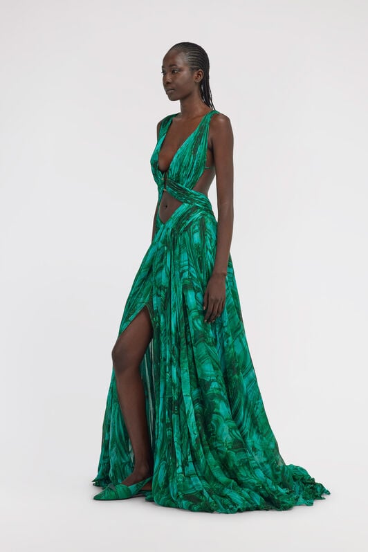 RC Malachite Print Profumo Dress RC Malachite Print Profumo Dress Green TKT137-CKN06