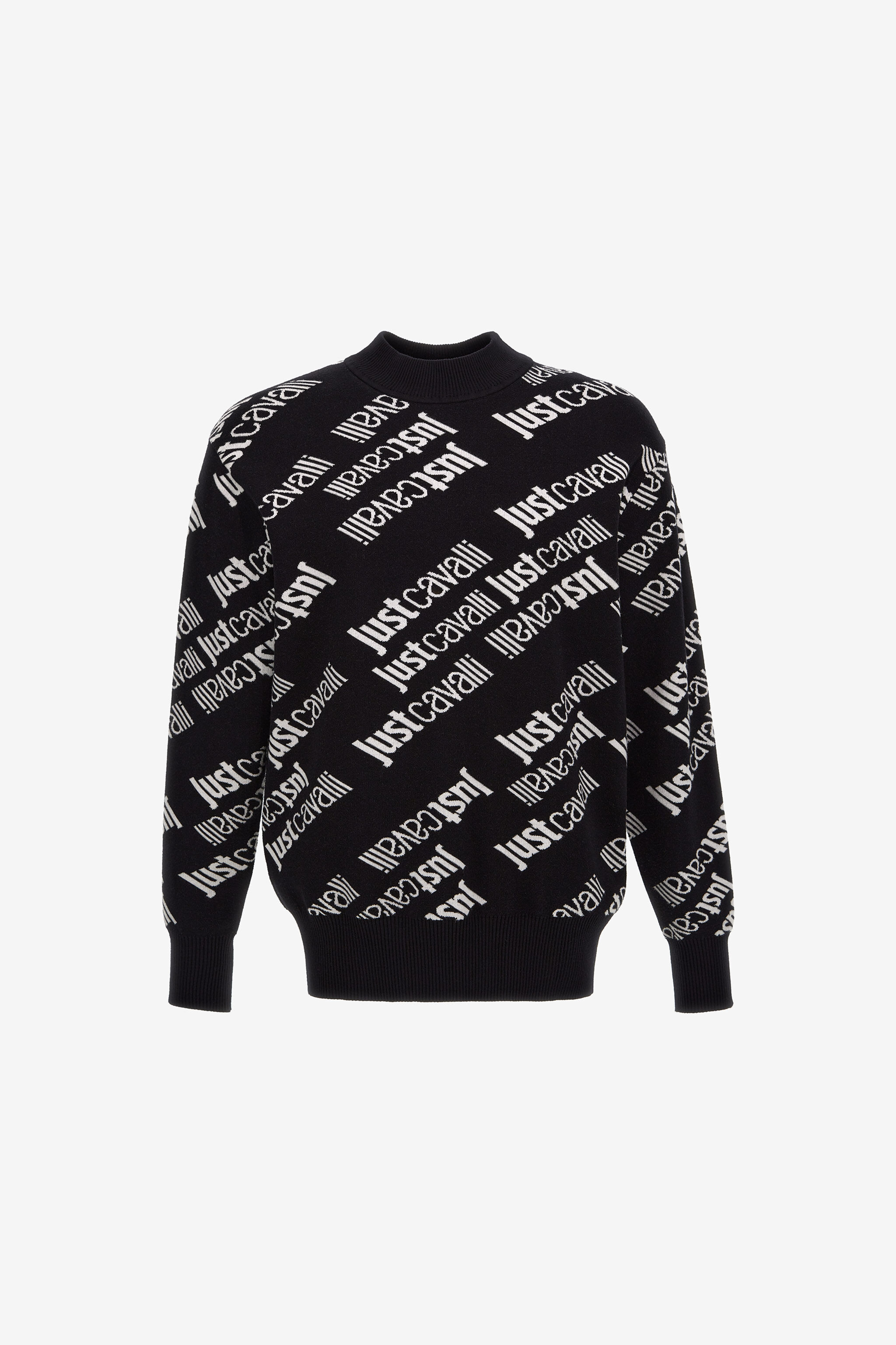 JC Just Cavalli Logo Jacquard Pullover JC Just Cavalli Logo Jacquard Pullover Negro/Blanco RRM657-RR151