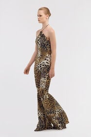 RC Jumpsuit with Jaguar Skin print Light Brown SKT128-LNG34