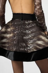 RC Falda en jersey scuba con estampado Fur BLACK/BEIGE XWT305-NVT79