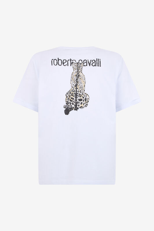 RC White Logo T-Shirt with Leopard Graphic RC White Logo T-Shirt with Leopard Graphic WHITE TOT60C-FT223
