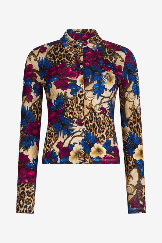 JC Flower Leopard Print Shirt JC Flower Leopard Print Shirt 700 BEIGE + 343 CILI VFT234-VF381