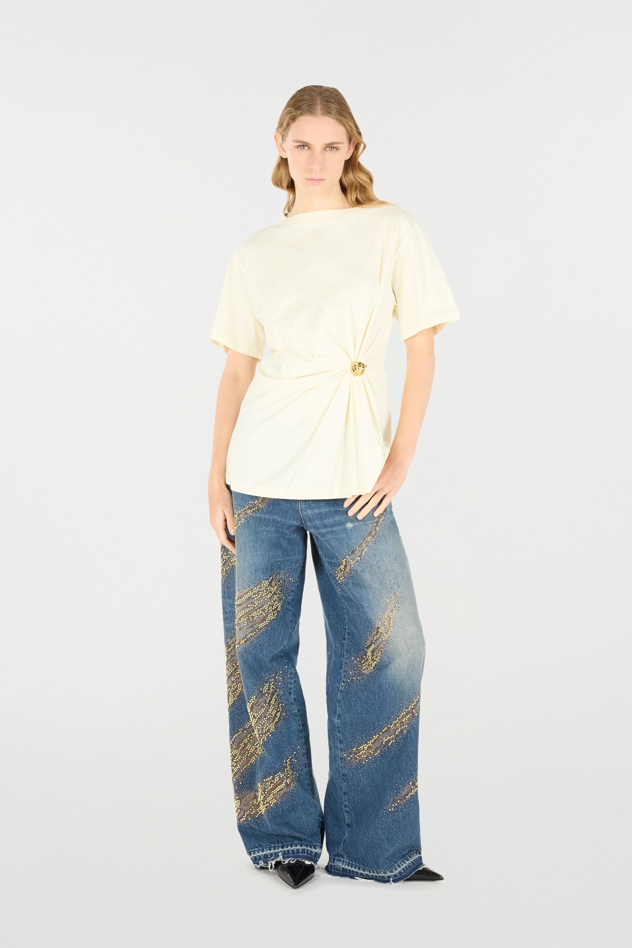 RC T-Shirt Avec Tête De Tigre Bijou RC T-Shirt Avec Tête De Tigre Bijou Ivoire UKT62A-JD030