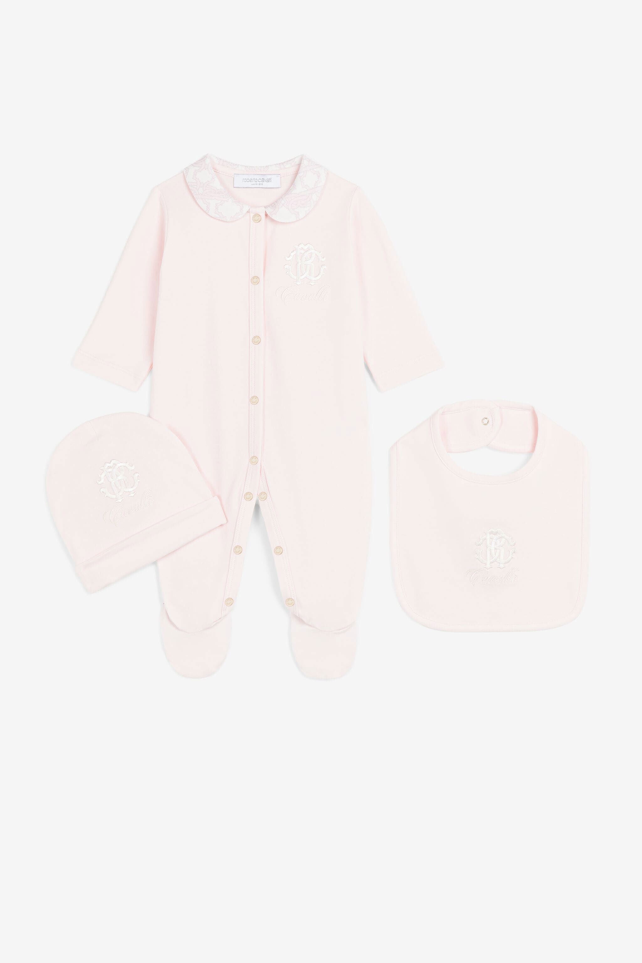 JU Embroidered-logo babygrow set JU Embroidered-logo babygrow set Pink QJT885-JV025