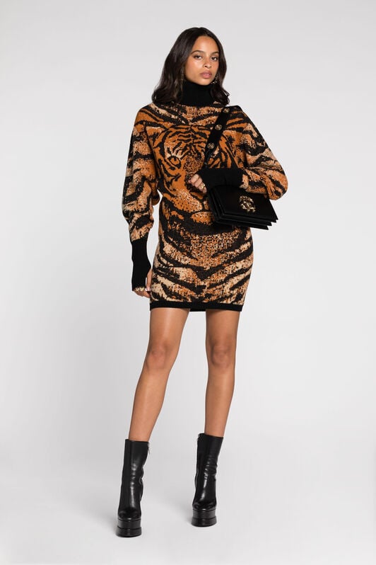 RC Kleid mit Tigermuster RC Kleid mit Tigermuster Orange RKM109-MA006