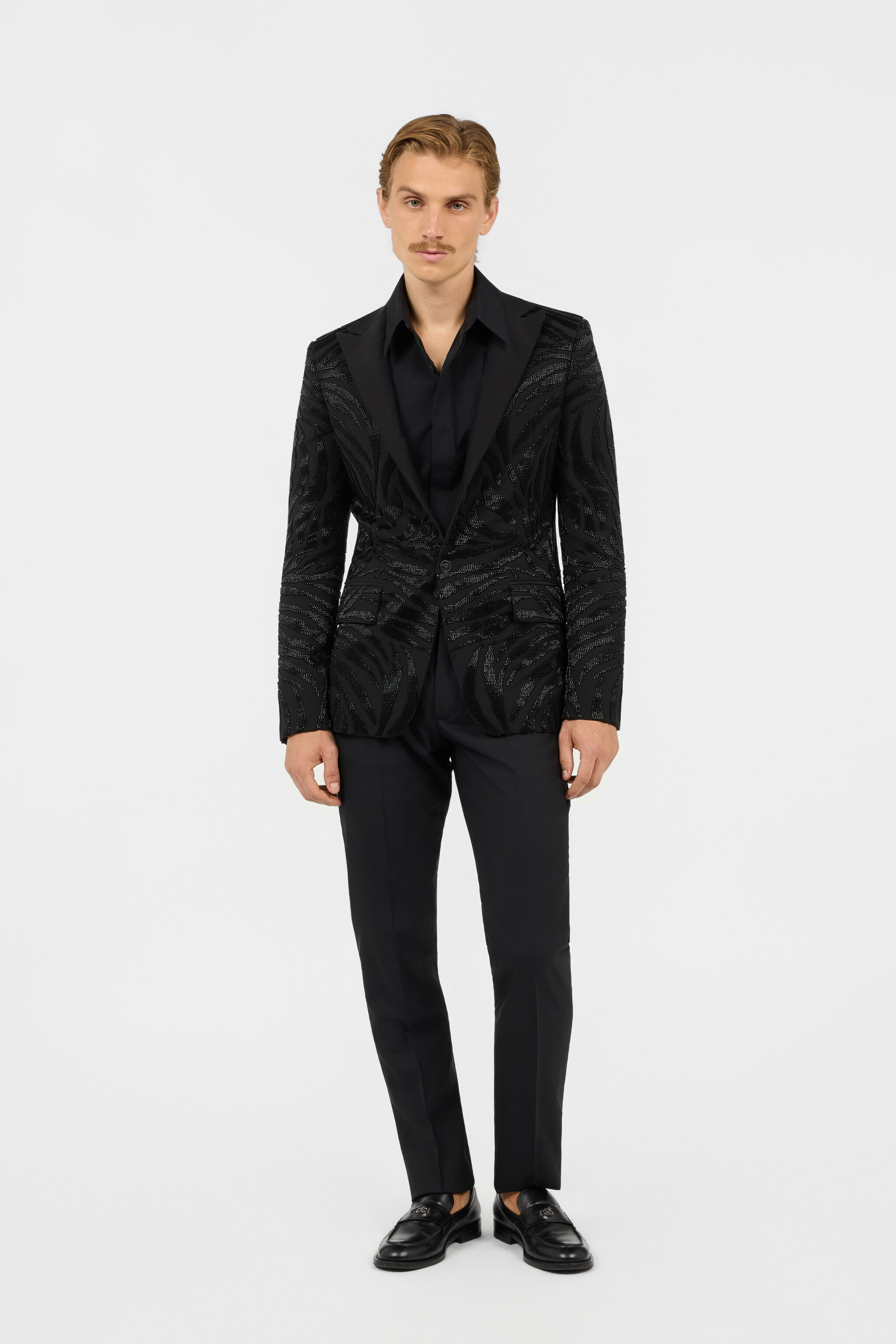 RC Black Beaded Animal-Stripe Blazer RC Black Beaded Animal-Stripe Blazer Black SRT402-VW001