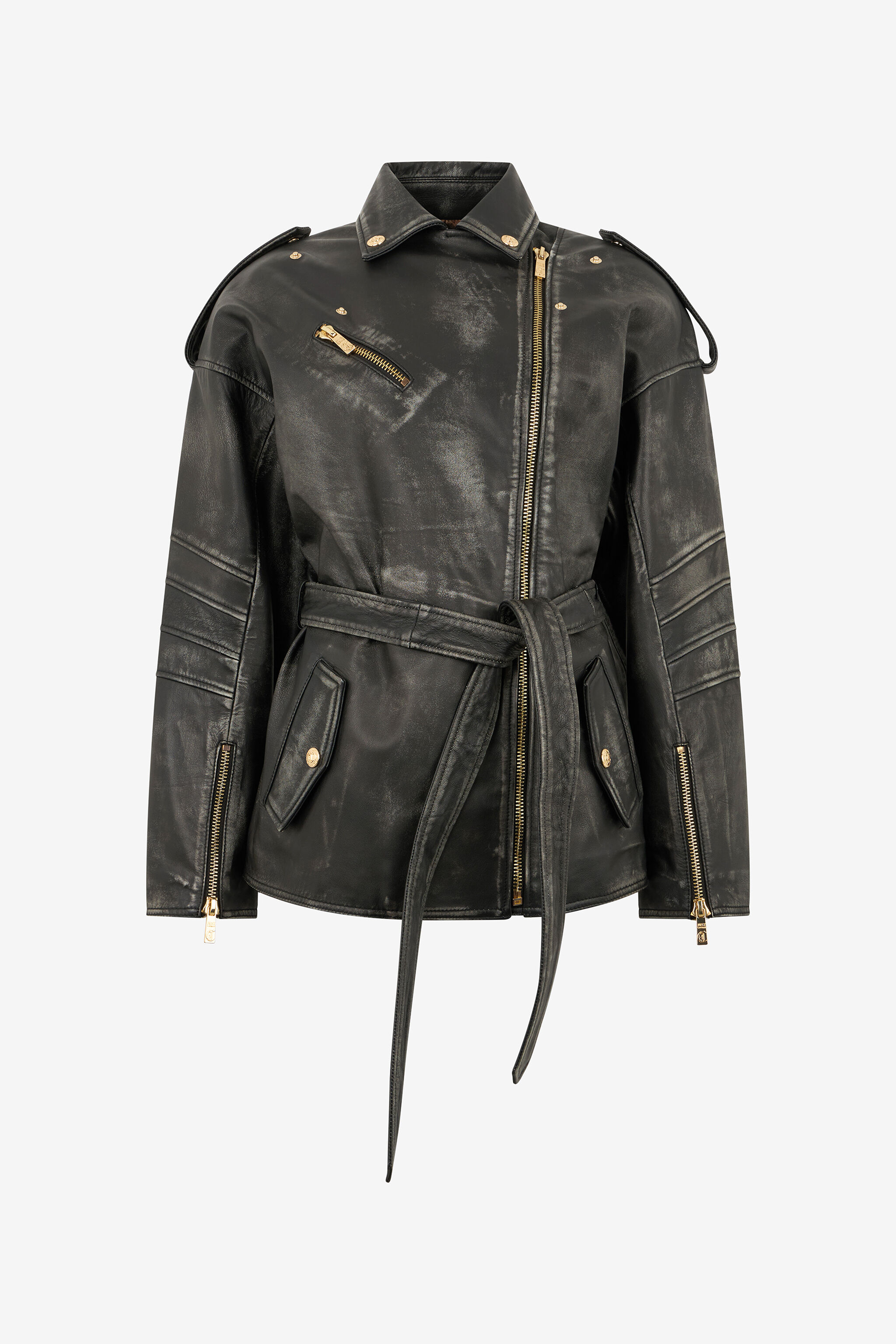 Black Leather Jacket in BLACK for Women | Roberto Cavalli®