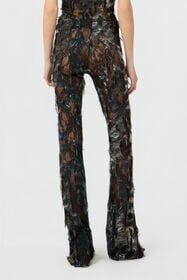 RC Pantalones con estampado Fur sobre encaje con efecto desgastado BLACK/BEIGE XWT206-7HT79