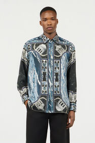 RC Shirt With Marble Print And Embellishments Dark blue URT723-4QN63