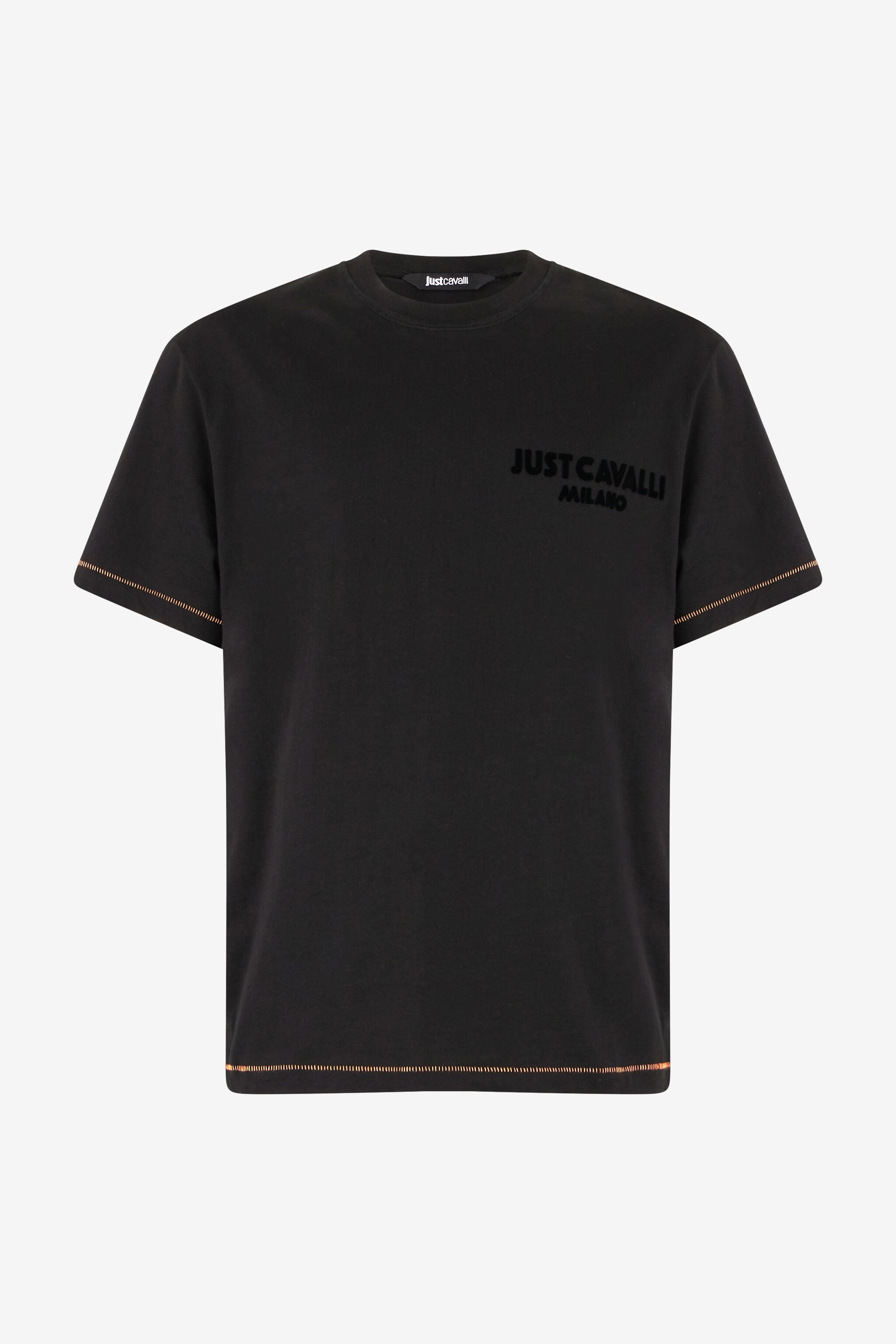 JC T-Shirt With JC Monogram And Contrasting Topstitching JC T-Shirt With JC Monogram And Contrasting Topstitching BLACK UFT037-UF057