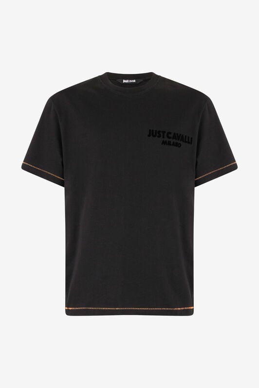 JC T-Shirt With JC Monogram And Contrasting Topstitching JC T-Shirt With JC Monogram And Contrasting Topstitching BLACK UFT037-UF057