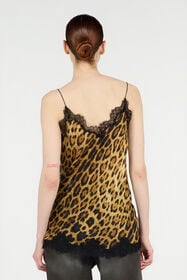 RC Roberto Cavalli Leopard Print Lace Slip Dress Brown VWT165-HZQ71
