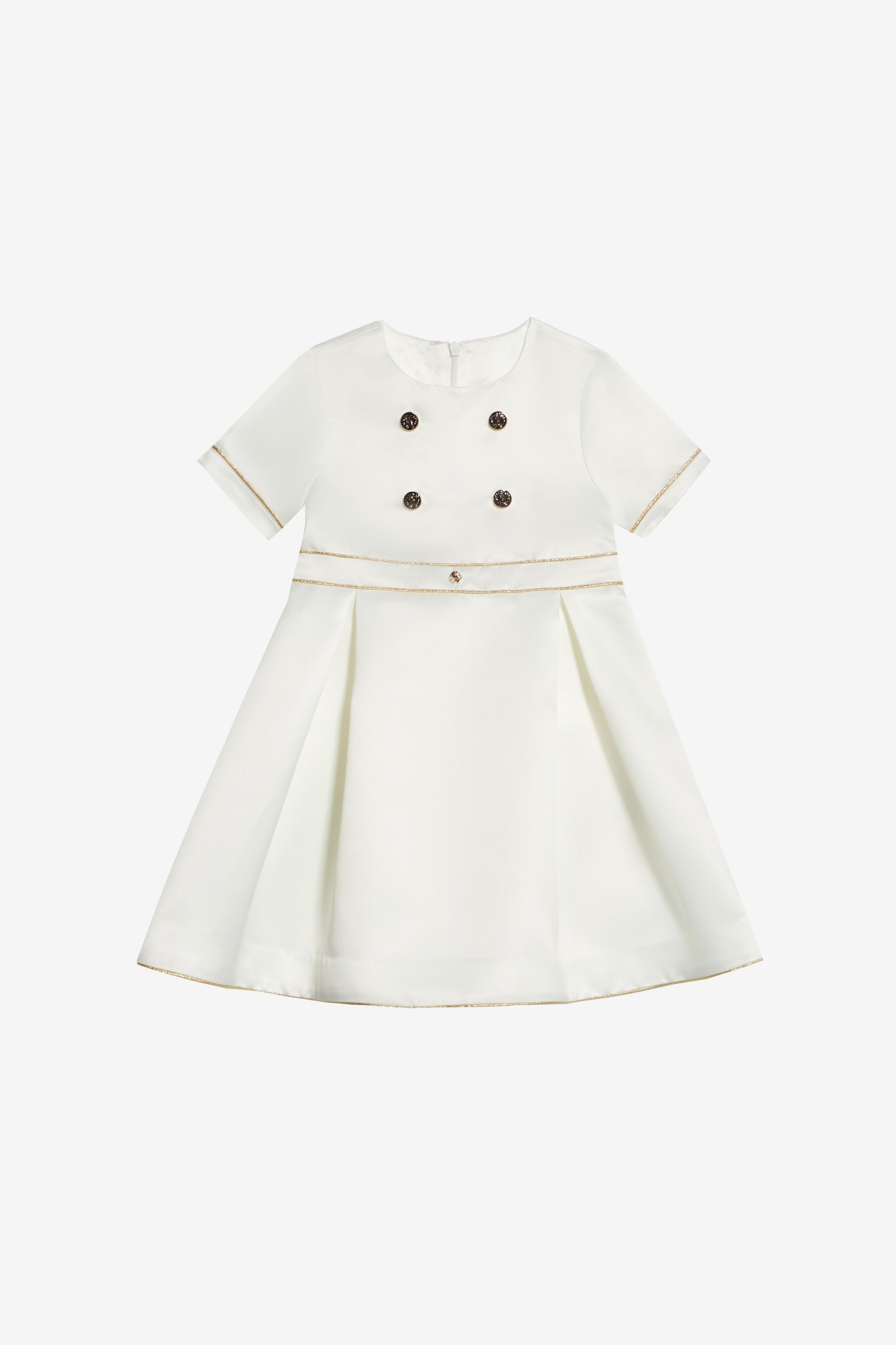JU Dress With Golden Buttons JU Dress With Golden Buttons White UJT114-RD028
