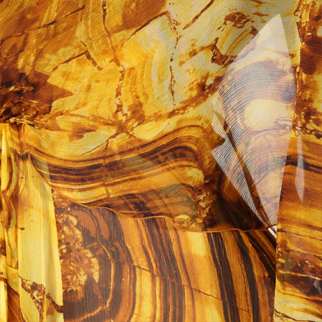 RC Silk Caftan Dress With Amber Print RC Silk Caftan Dress With Amber Print Yellow VKT140-CKP74