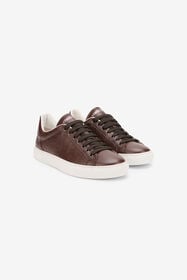 RC Brown Leather Sneakers with Monogram Pattern DARK BROWN SOS00D-PZA90