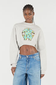 RC Cropped-Sweatshirt Mit Monogramm Mirror Snake Grau VKT68A-CF007