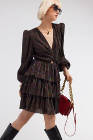 JC Midi Dress with Flounces BLACK RKT958-RK467
