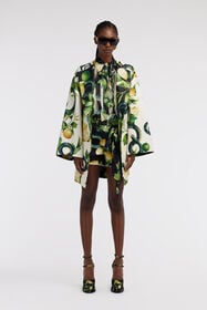 RC Lemon print belted coat Elfenbein SKT502-SWI89