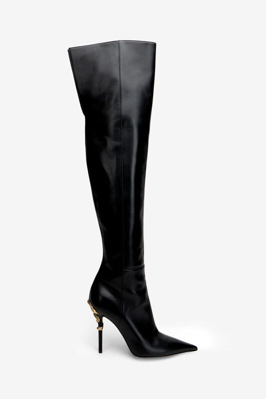 RC Serpentine Over The Knee Leather Boots RC Serpentine Over The Knee Leather Boots BLACK XQS002-PZ319