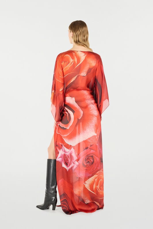 RC Long Dress With Rose Print Red UKT180-CTN48