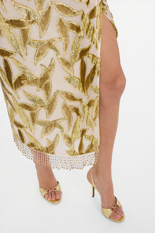 RC Ivory Midi Skirt with Foliage Motif RC Ivory Midi Skirt with Foliage Motif IVORY WWR305-FC007