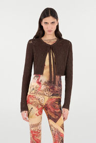 RC Crop Top Effetto Crochet Marrone VKM907-MAC01