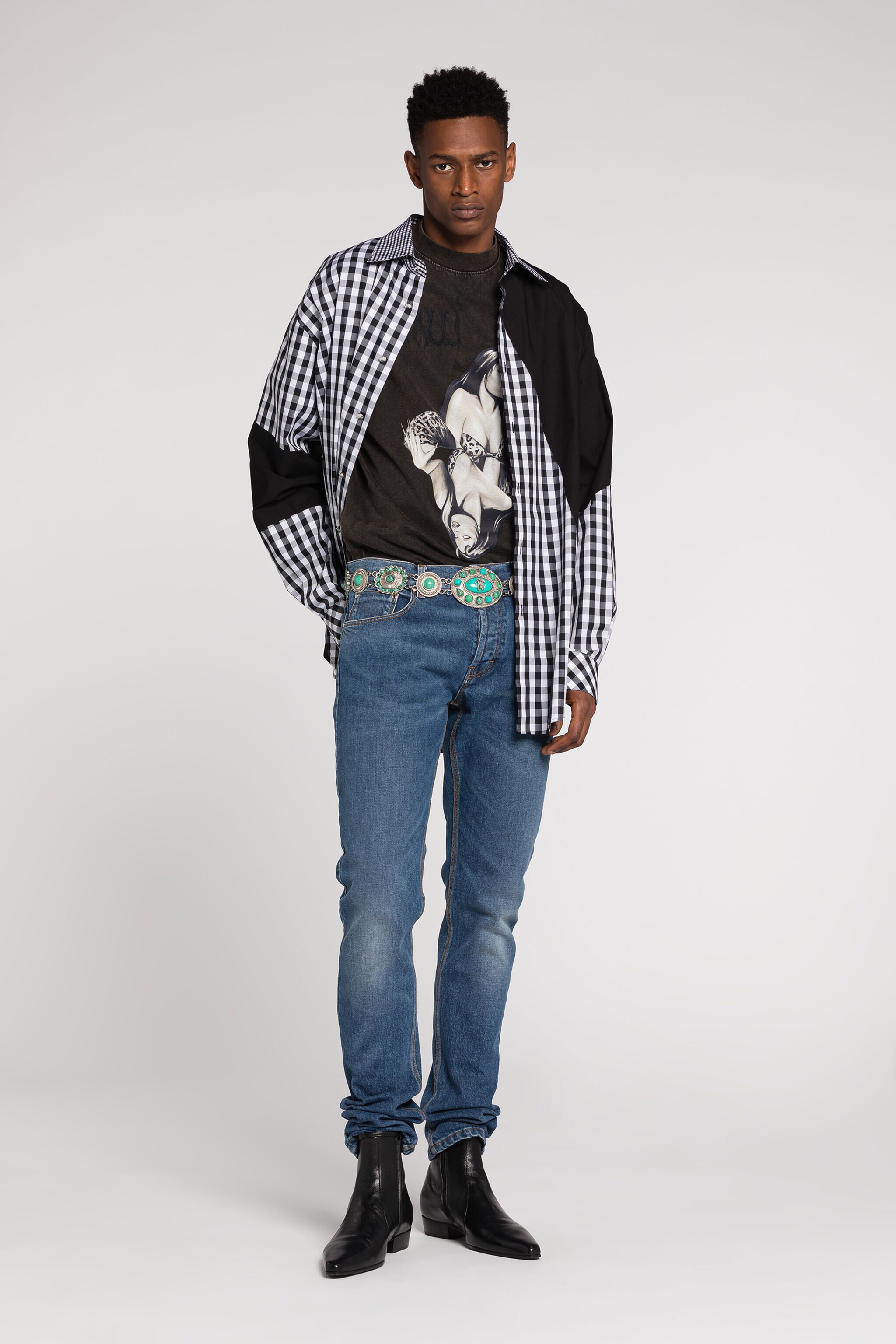 RC Mirror Snake-Embroidered Slim-Fit Jeans Dark blue RRJ251-DS002