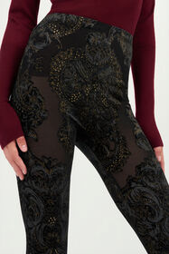RC Leggings in ciniglia devoré con Stampa Ornamental BLACK WKT23A-6CR36