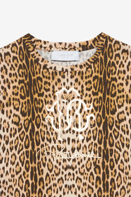 JU T-Shirt À Imprimé Jaguar Skin Marron clair UJT62D-JFO52