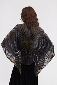 RC Blusa caftano stampata nera con cintura a fusciacca Nero RWT725-VLI15
