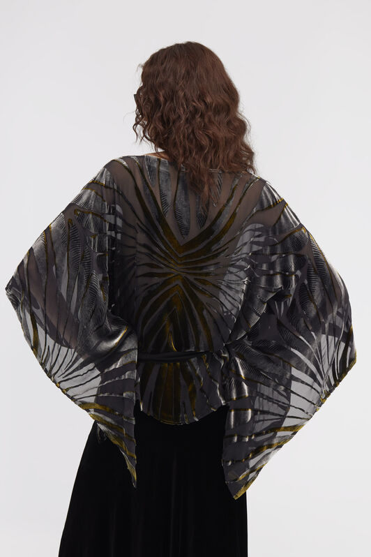 RC Blusa caftano stampata nera con cintura a fusciacca RC Blusa caftano stampata nera con cintura a fusciacca Nero RWT725-VLI15