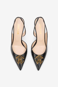RC Croc-Effect Print Shoes Sling Back BLACK SOS00R-PZ004