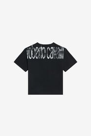 JU Black Cotton T-shirt With Logo Print BLACK WJT60K-JD001