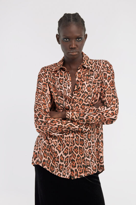 RC Shirt with jaguar print Brown NOT70A-FXM81