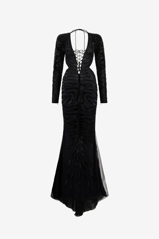 RC Long Ray Of Gold Sequined Dress RC Long Ray Of Gold Sequined Dress Black UKR138-RT022