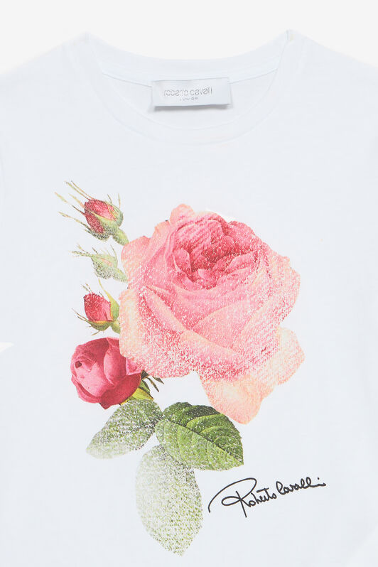 JU T-Shirt With Rose And Logo Print JU T-Shirt With Rose And Logo Print White UJT62A-JD001