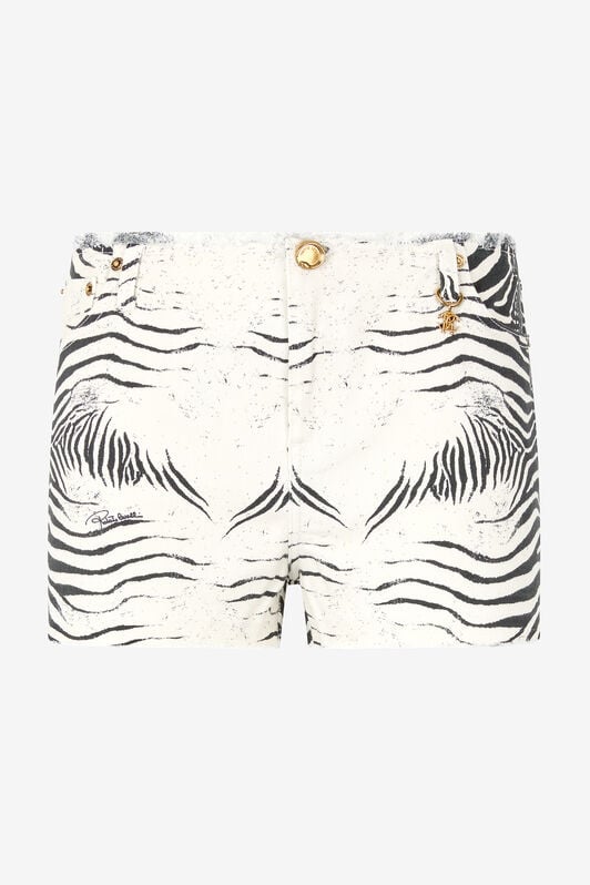 RC Frayed Shorts With White Tigress Print RC Frayed Shorts With White Tigress Print Black/White UKJ224-DAN49