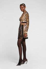 RC Leopard-print cropped cardigan Light Brown QKM604-MH001
