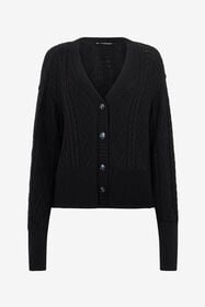 RC Cardigan Noir en Maille Torsadée BLACK SOM60C-MG001