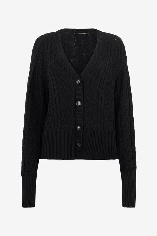 RC Black Cable-Knit Cardigan RC Black Cable-Knit Cardigan BLACK SOM60C-MG001
