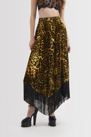 RC Long skirt with fringe Dark brown RKT305-FY058