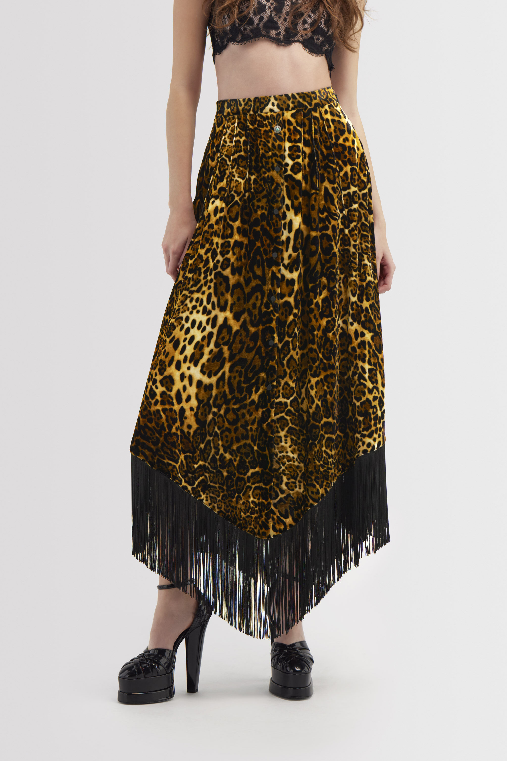 RC Long skirt with fringe RC Long skirt with fringe Dark brown RKT305-FY058